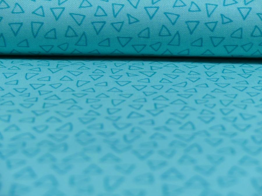 Frogtastic Patchworkstoff von Benartex Ton in Ton Dreiecke türkis petrol